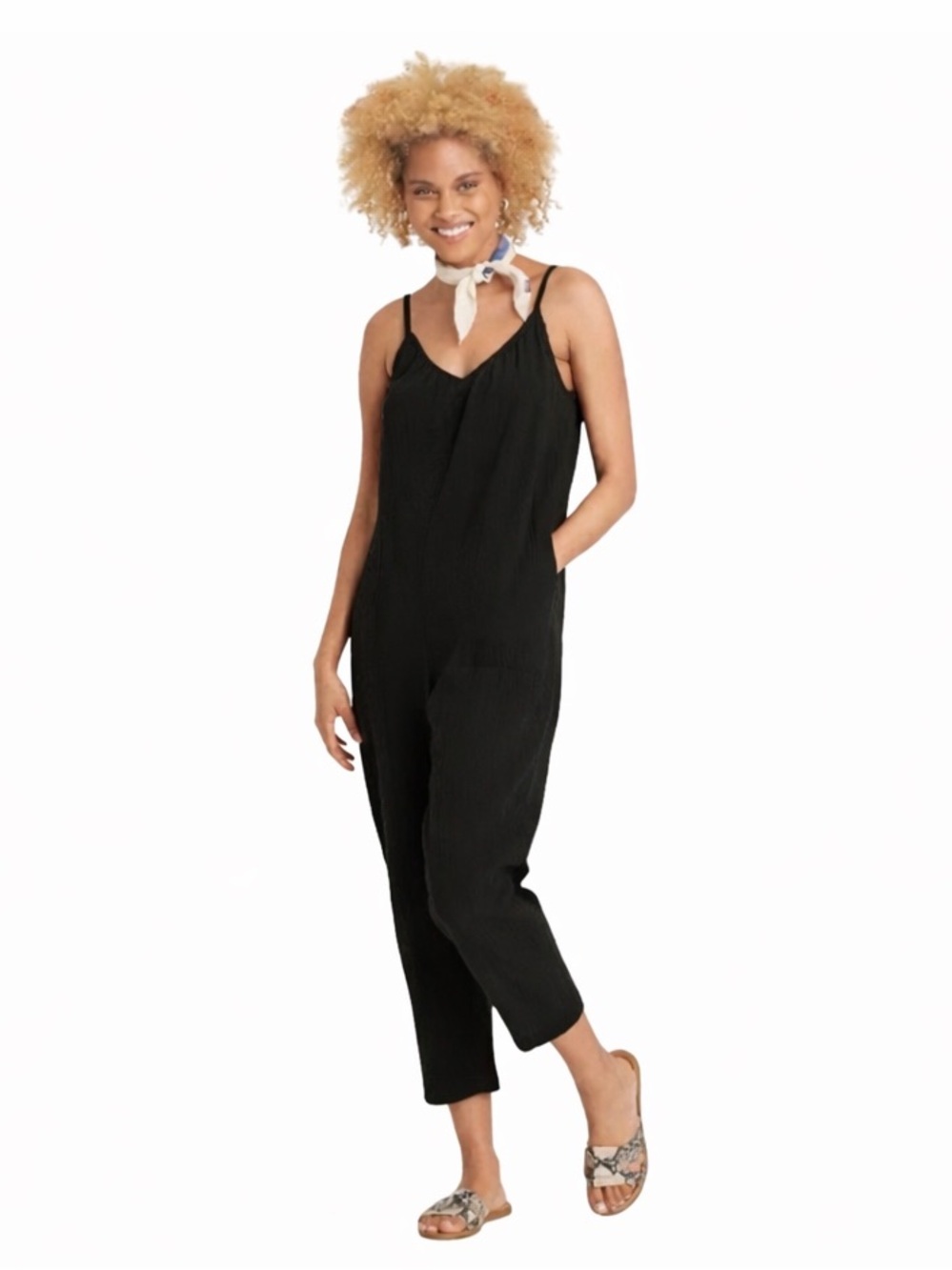 Universal Thread S Black Gauze Jumpsuit Boho - Picture 1 of 5